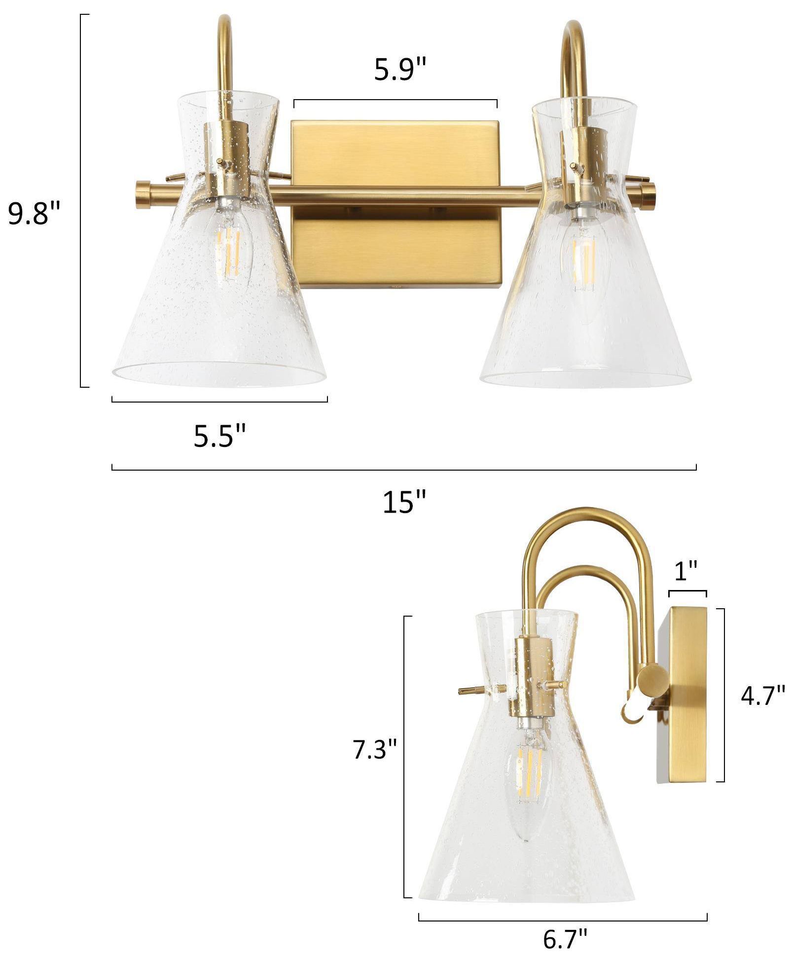 Image 5 2-Lights 15"W Tapered Plated Brass Wall Lamp more views