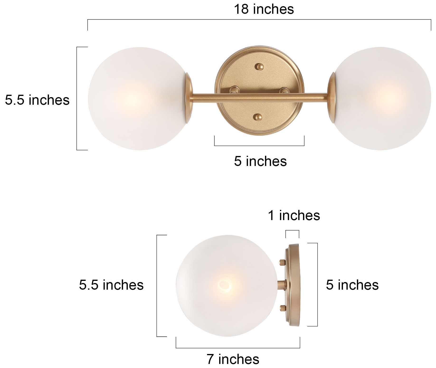 Image 5 2-Lights 18"W Globe Dark Gold  Wall Lamp more views