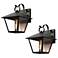 2-Pack 10.2" High Textured Black Geometric Metal Outdoor Wall Light