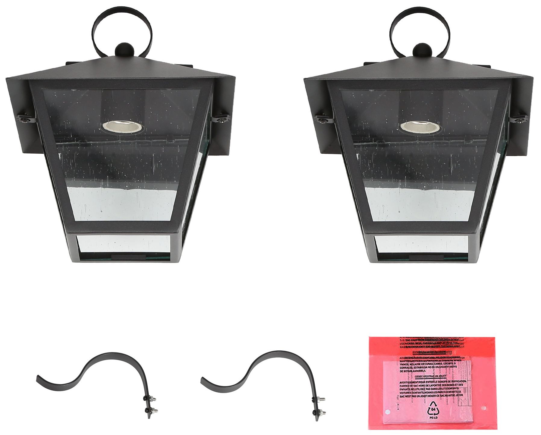 Image 3 2-Pack 10.2" High Textured Black Geometric Metal Outdoor Wall Light more views