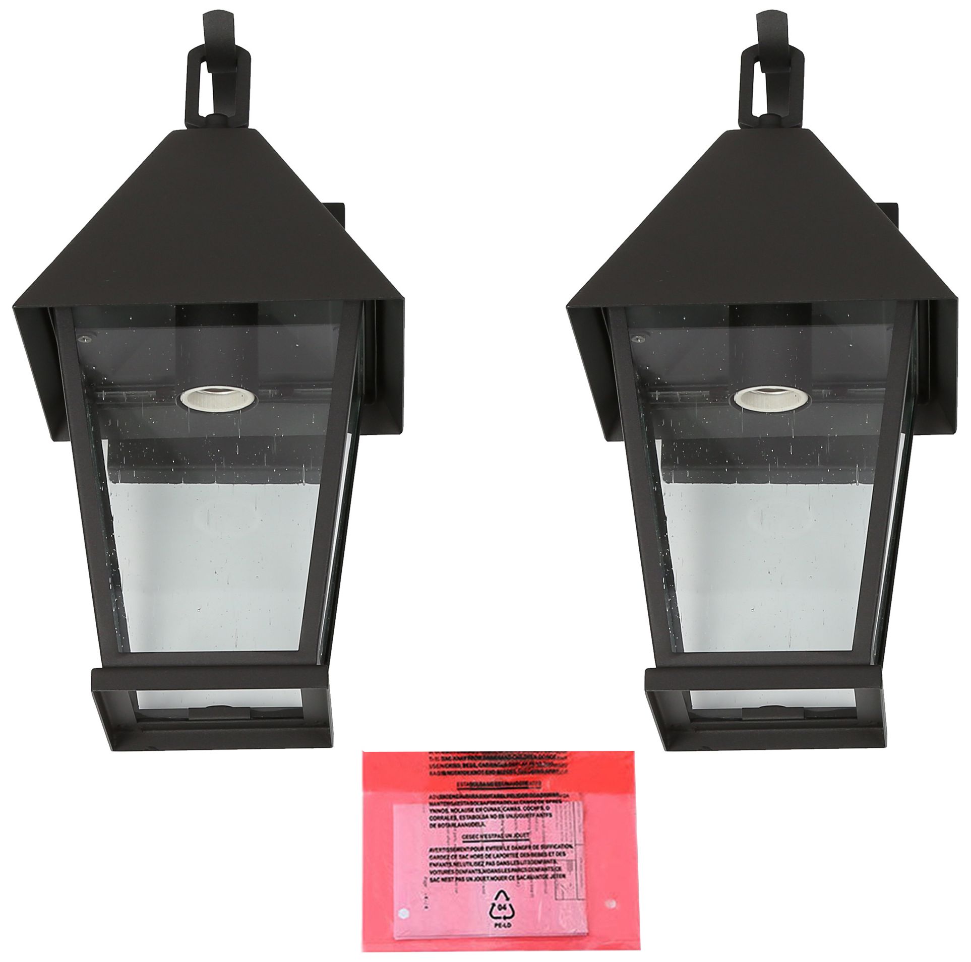 Image 3 2-Pack 13.8" High Textured Black Geometric Metal Outdoor Wall Light more views