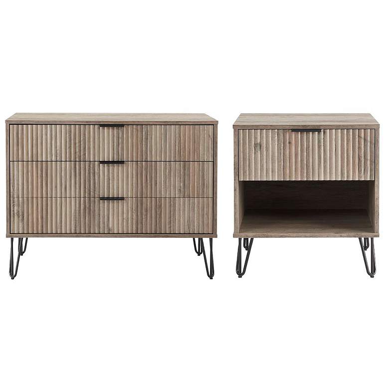 Image 1 2-pc DUMBO Standard 3-Drawer Dresser and 1.0 Nightstand in Rustic Grey
