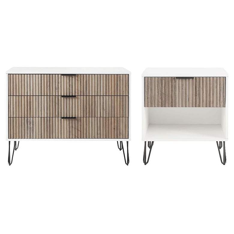 Image 1 2-pc DUMBO Standard 3-Drawer Dresser and 1.0 Nightstand in White and Grey