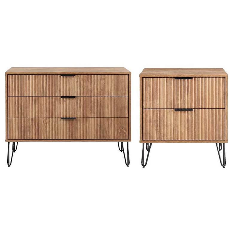 Image 1 2-pc DUMBO Standard 3-Drawer Dresser and 2.0 Nightstand in Golden Brown