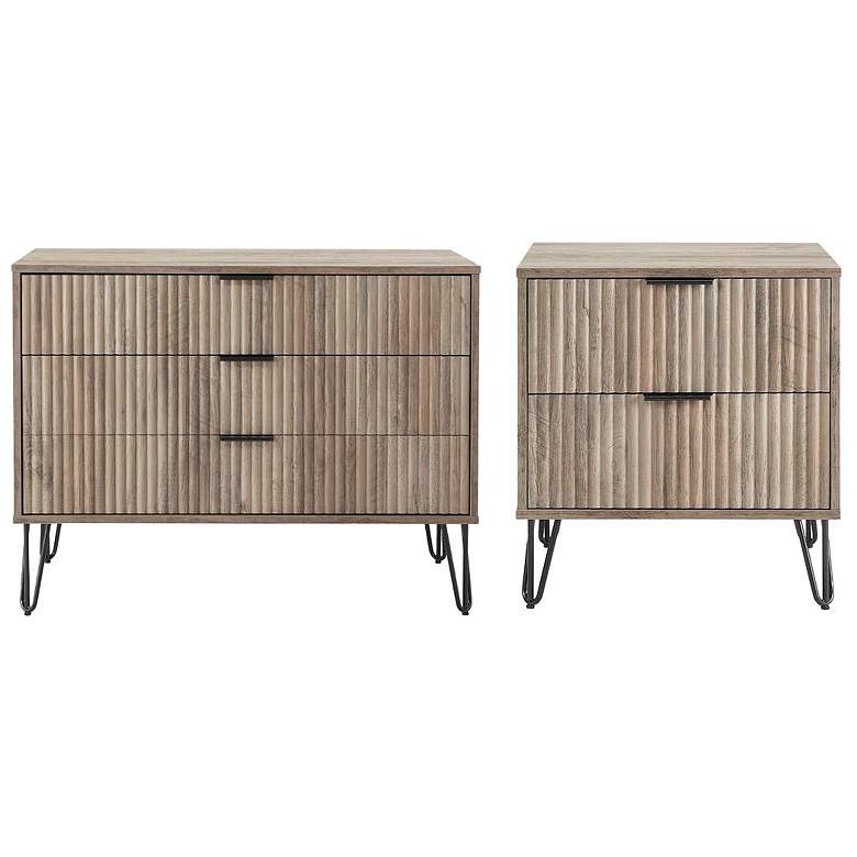 Image 1 2-pc DUMBO Standard 3-Drawer Dresser and 2.0 Nightstand in Rustic Grey