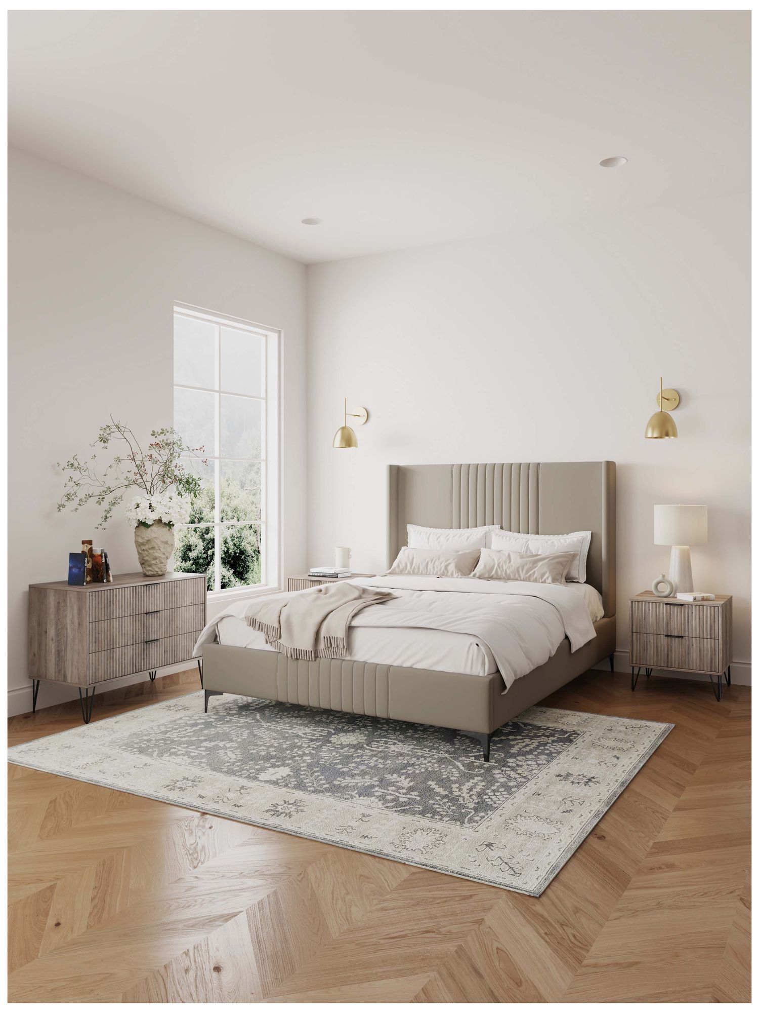 Image 2 2-pc DUMBO Standard 3-Drawer Dresser and 2.0 Nightstand in Rustic Grey more views