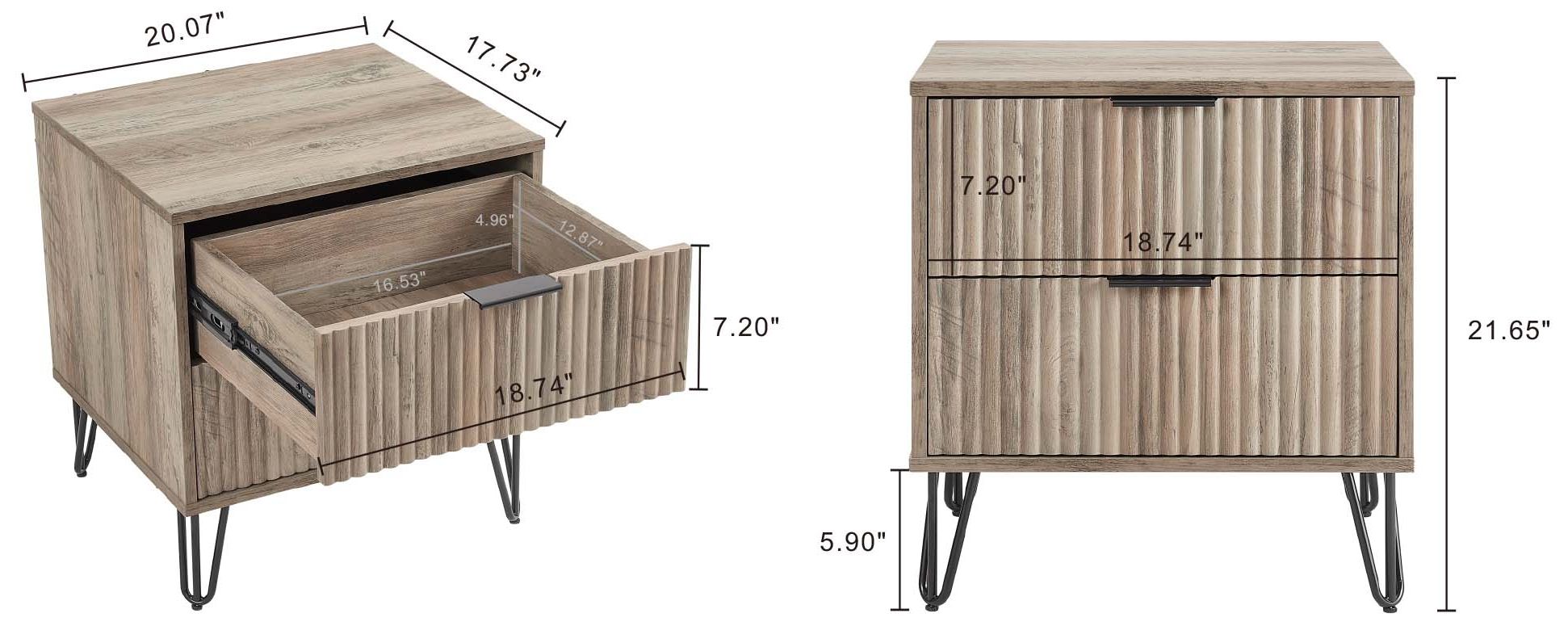 Image 4 2-pc DUMBO Standard 3-Drawer Dresser and 2.0 Nightstand in Rustic Grey more views