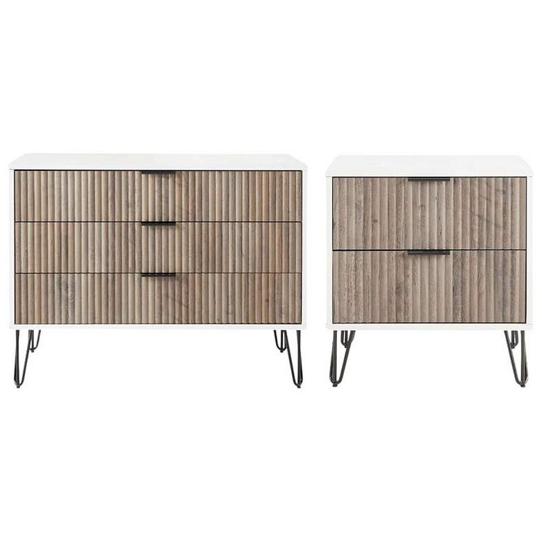 Image 1 2-pc DUMBO Standard 3-Drawer Dresser and 2.0 Nightstand in White and Grey