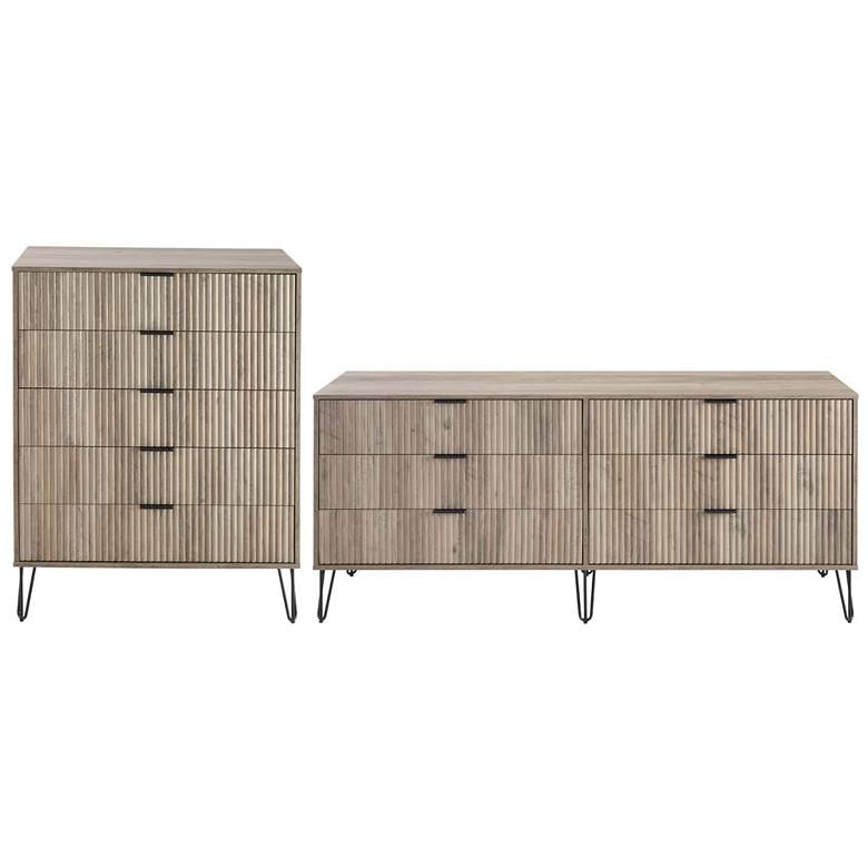 Image 1 2-Piece DUMBO 5-Drawer Tall Dresser and DUMBO 6-Drawer Double Low Dresser