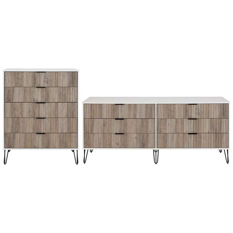 Image 1 2-Piece DUMBO 5-Drawer Tall Dresser and DUMBO 6-Drawer Double Low Dresser