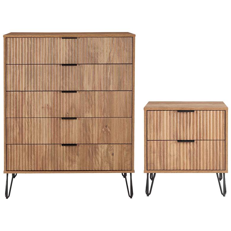 Image 1 2-Piece DUMBO 5-Drawer Tall Dresser and DUMBO Nightstand 2.0