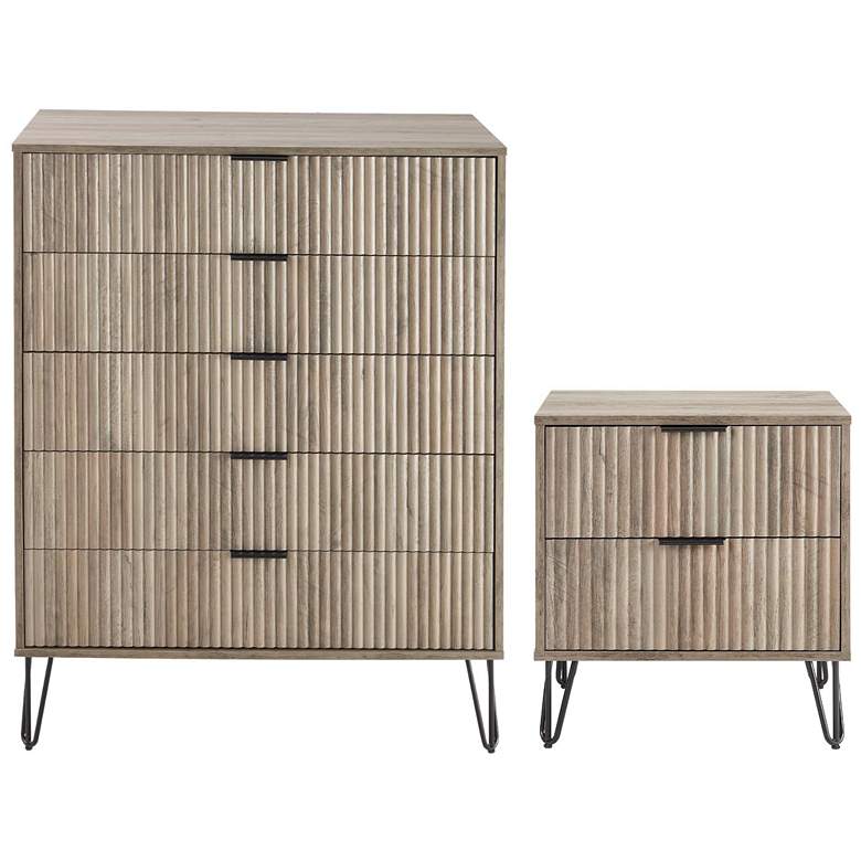 Image 1 2-Piece DUMBO 5-Drawer Tall Dresser and DUMBO Nightstand 2.0