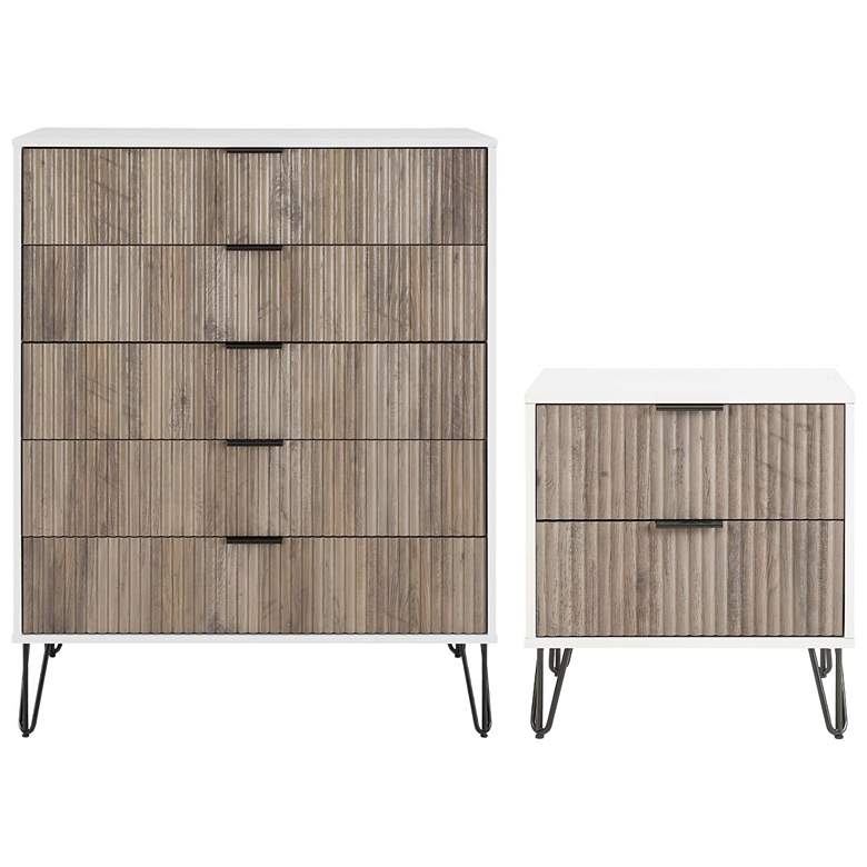 Image 1 2-Piece DUMBO  5-Drawer Tall Dresser and DUMBO Nightstand 2.0