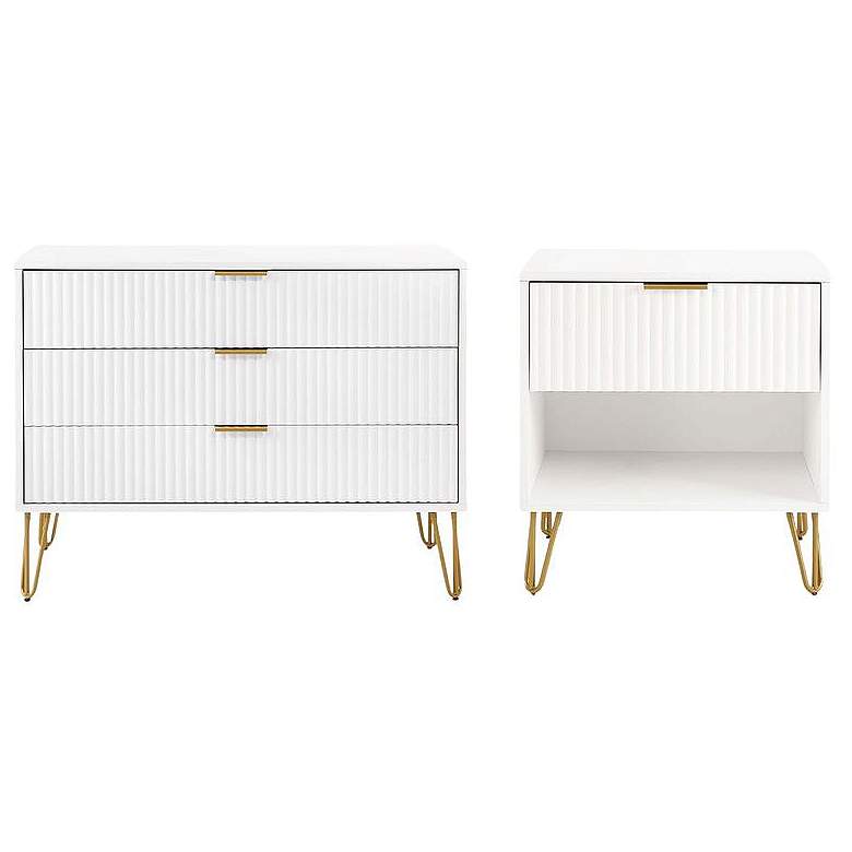 Image 1 2-Piece DUMBO Standard 3-Drawer Dresser and DUMBO 1.0 Nightstand in White