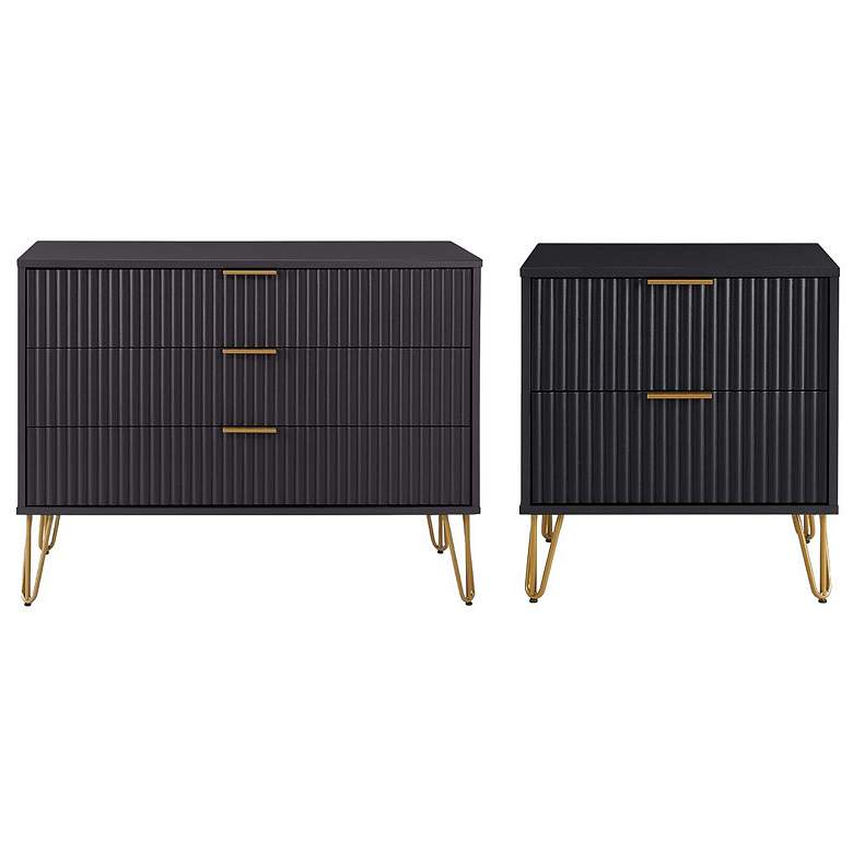 Image 1 2-Piece DUMBO Standard 3-Drawer Dresser and DUMBO 2.0 Nightstand in Black