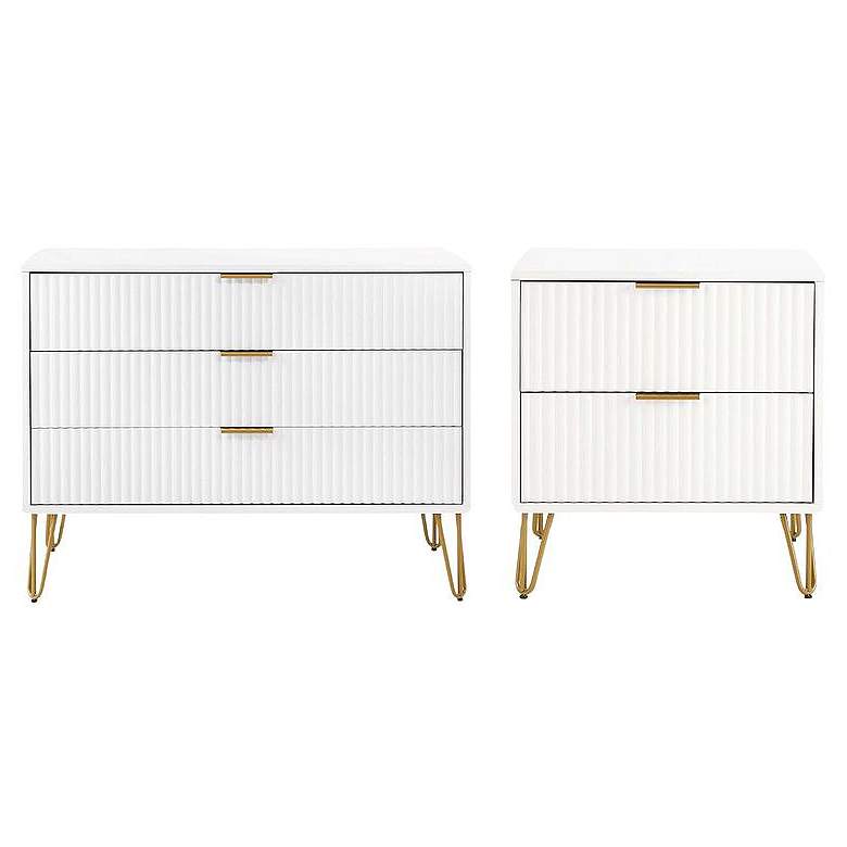 Image 1 2-Piece DUMBO Standard 3-Drawer Dresser and DUMBO 2.0 Nightstand in White