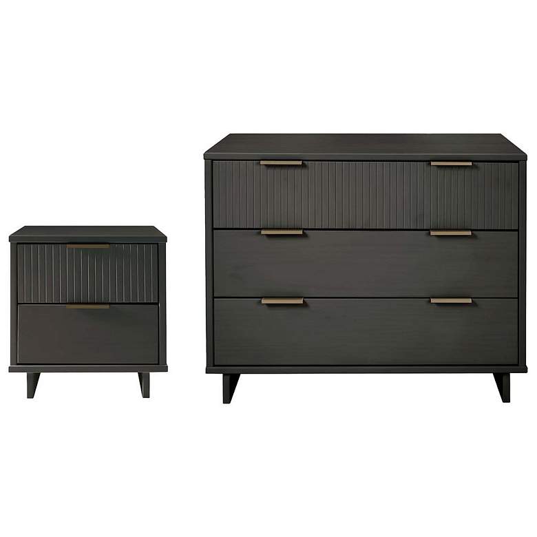 Image 1 2-Piece Granville Standard Dresser and Nightstand Set in Dark Grey