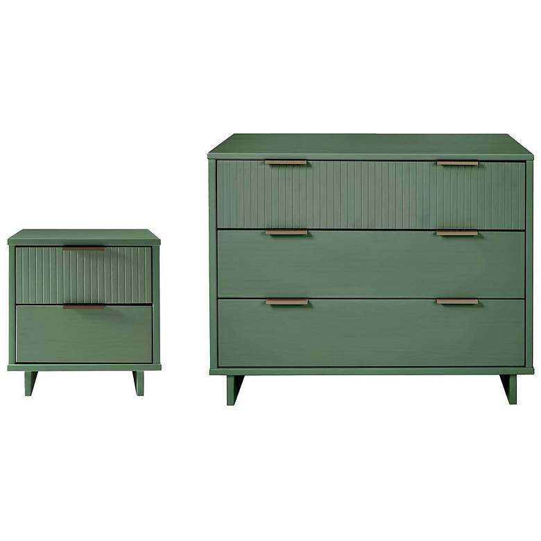 Image 1 2-Piece Granville Standard Dresser and Nightstand Set in Sage Green