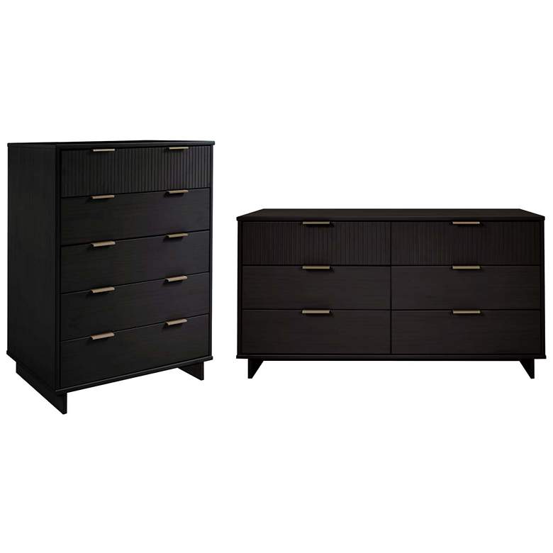 Image 1 2-Piece Granville Tall Chest and Double Dresser Set in Black