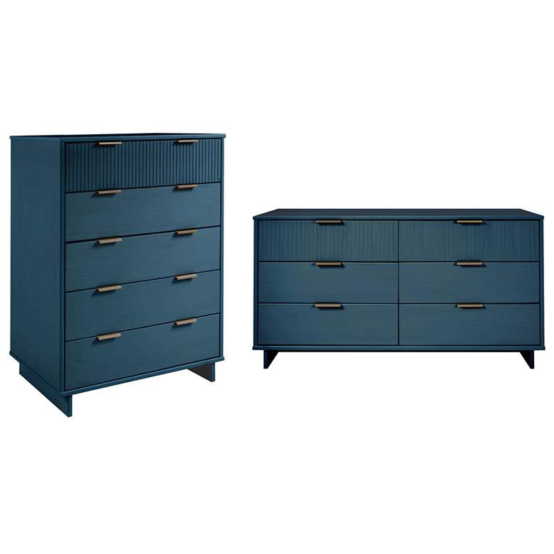 Image 1 2-Piece Granville Tall Chest and Double Dresser Set in Midnight Blue