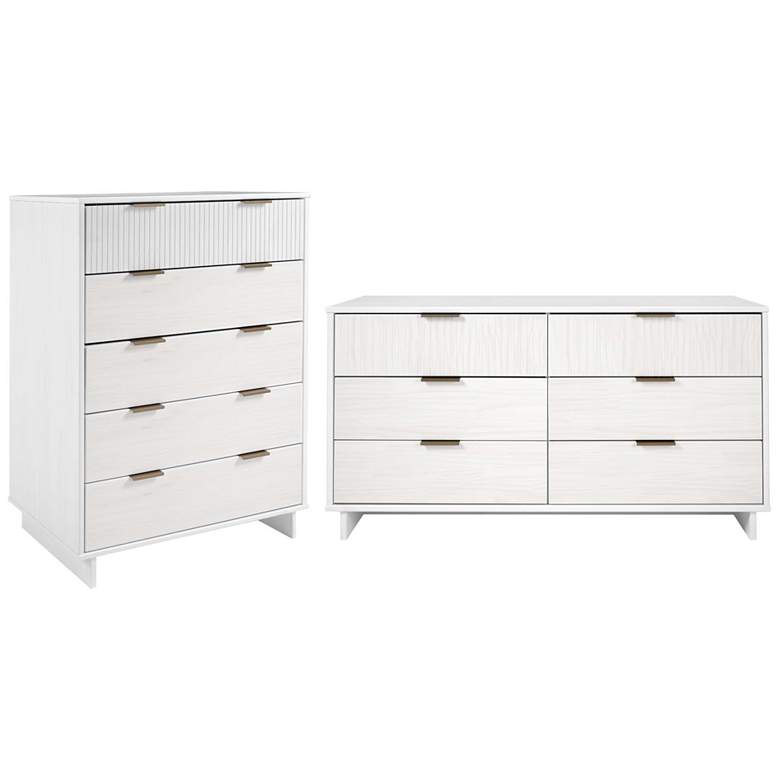 Image 1 2-Piece Granville Tall Chest and Double Dresser Set in White