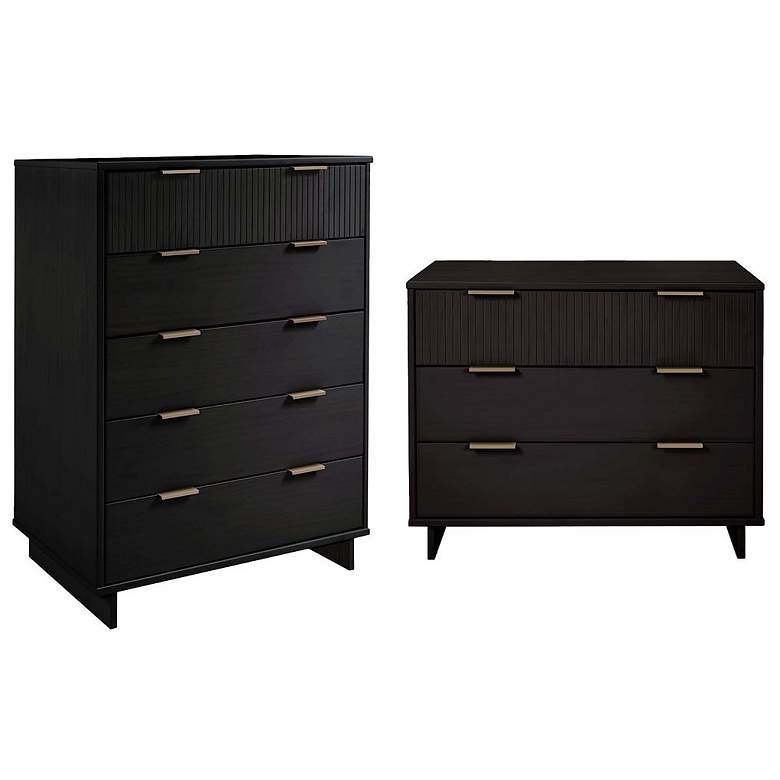 Image 1 2-Piece Granville Tall Chest and Standard Dresser Set in Black