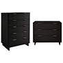 2-Piece Granville Tall Chest and Standard Dresser Set in Black