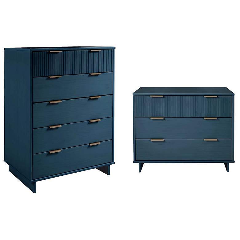 Image 1 2-Piece Granville Tall Chest and Standard Dresser Set in Midnight Blue