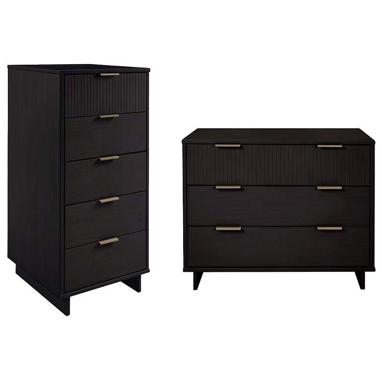 Image 1 2-Piece Granville Tall Narrow and Standard Dresser Set in Black