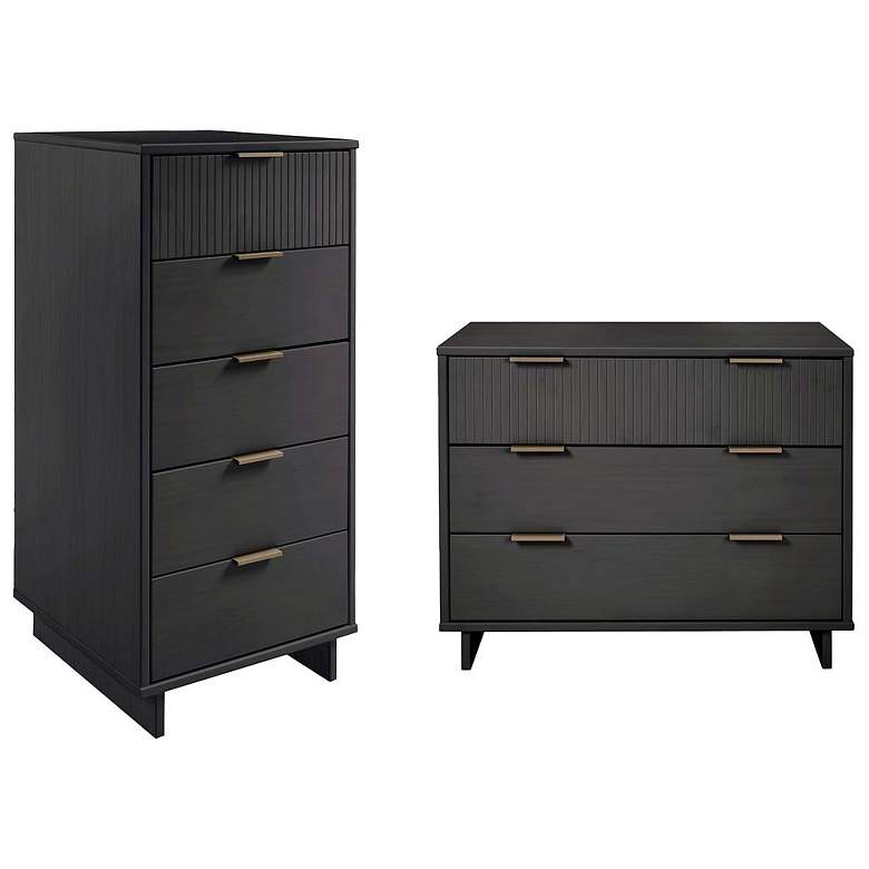 Image 1 2-Piece Granville Tall Narrow and Standard Dresser Set in Dark Grey