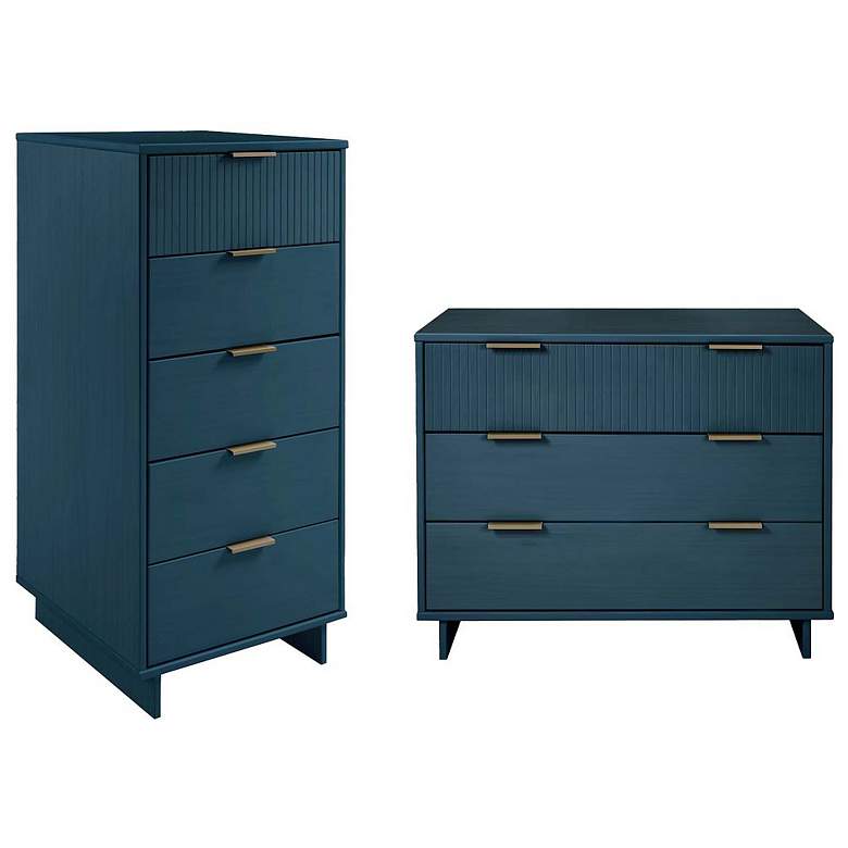 Image 1 2-Piece Granville Tall Narrow and Standard Dresser Set in Midnight Blue