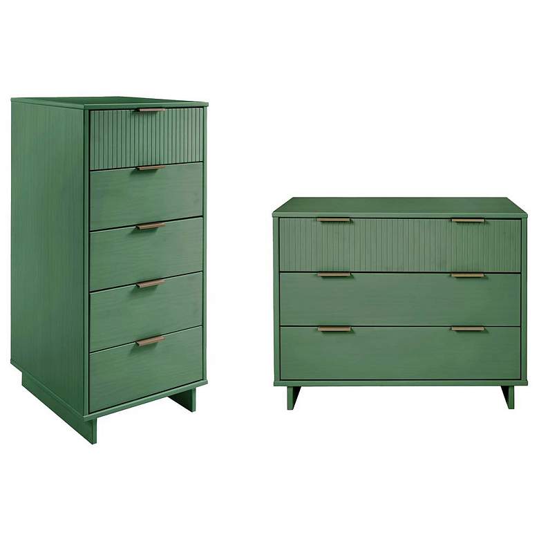 Image 1 2-Piece Granville Tall Narrow and Standard Dresser Set in Sage Green