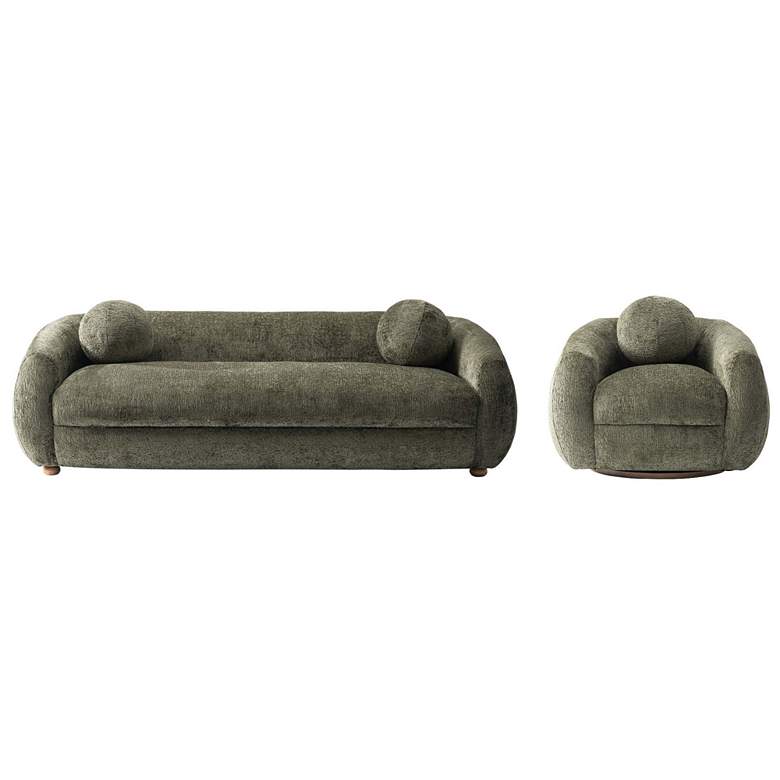 Image 1 2- Piece Modern Tribeca Chenille 85.8" Sofa and Accent Chair in Olive