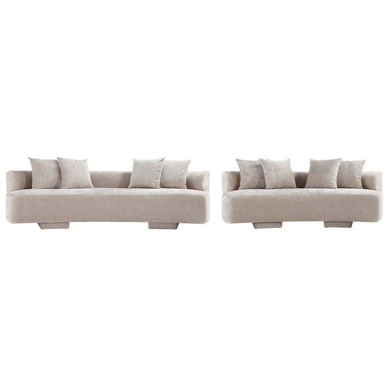 Image 1 2- Piece Modern Verandah Chenille 112" Sofa and 90.6" Sofa in Bei