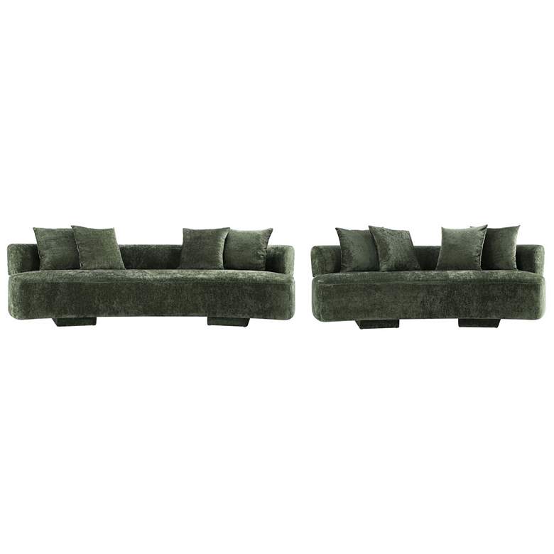 Image 1 2- Piece Modern Verandah Chenille 112" Sofa and 90.6" Sofa in Oli