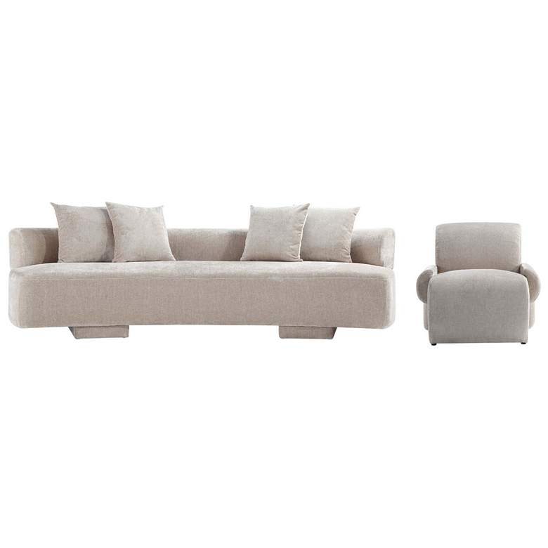 Image 1 2- Piece Modern Verandah Chenille 112" Sofa and Accent Chair in Beige