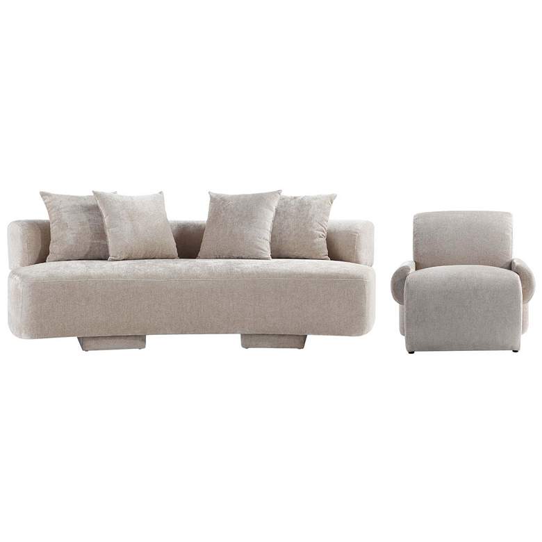 Image 1 2- Piece Modern Verandah Chenille 90.6" Sofa and Accent Chair in Beige