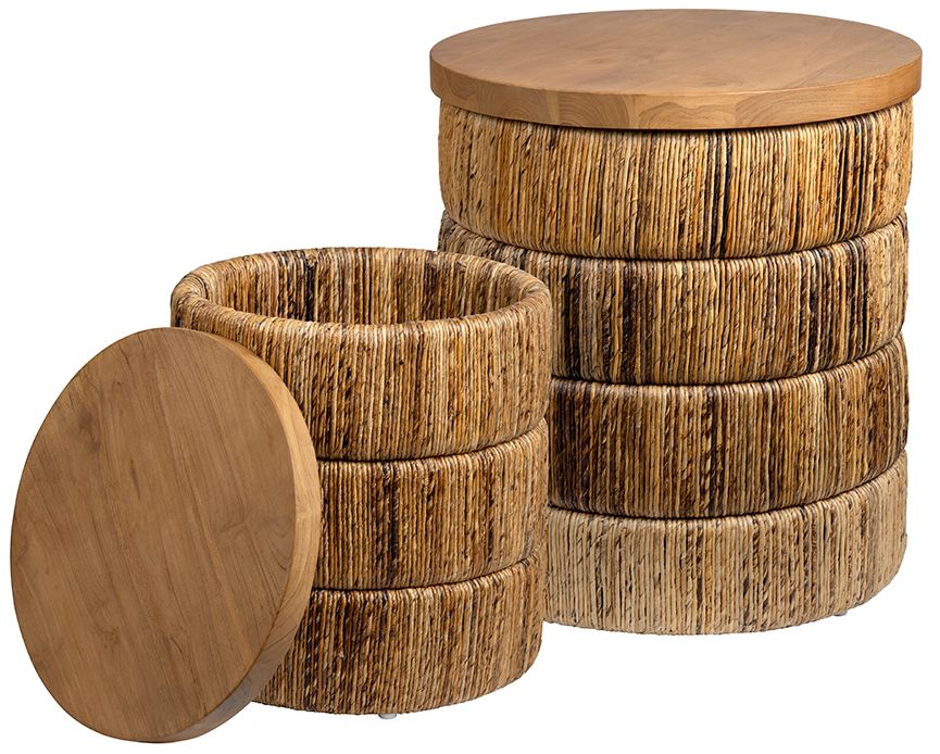 Thumbnail1 of 2 Piece Round Brown Solid Wood Accent_Nesting Tables Set