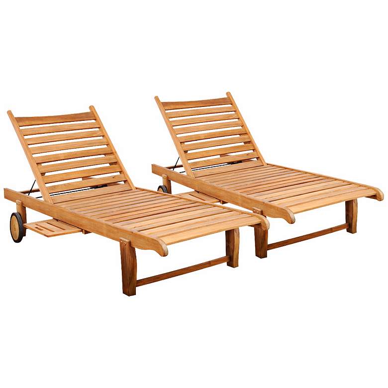 Image 1 2-Piece Teak Marlo Outdoor Loungers Set