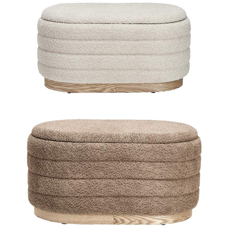 Image 1 2-Piece Upholstered Ottomans with Storage and Wood Bases