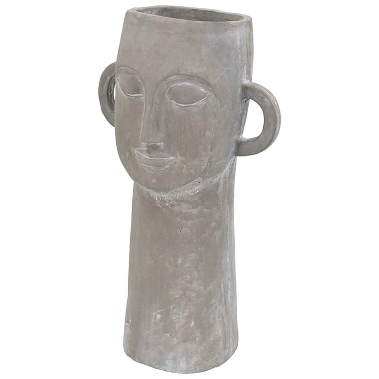 Image 1 20.5" Gray Decorative Cement Head Planter with Handles