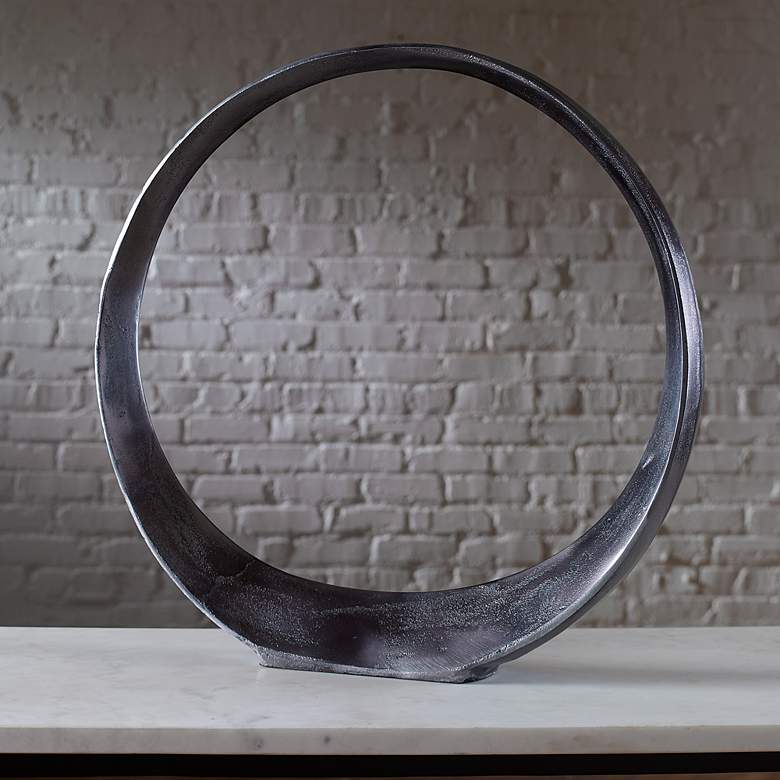 Image 1 20-in High Black Nickel Ring Sculpture