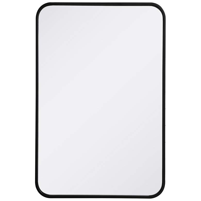 Image 1 20-in W x 30-in H Soft Corner Metal Rectangular Wall Mirror in Black