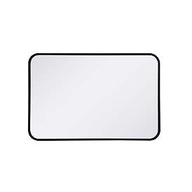 Image5 of 20-in W x 30-in H Soft Corner Metal Rectangular Wall Mirror in Black more views