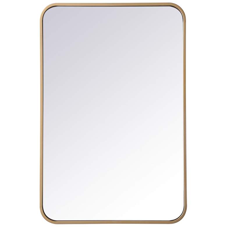 Image 1 20-in W x 30-in H Soft Corner Metal Rectangular Wall Mirror in Brass
