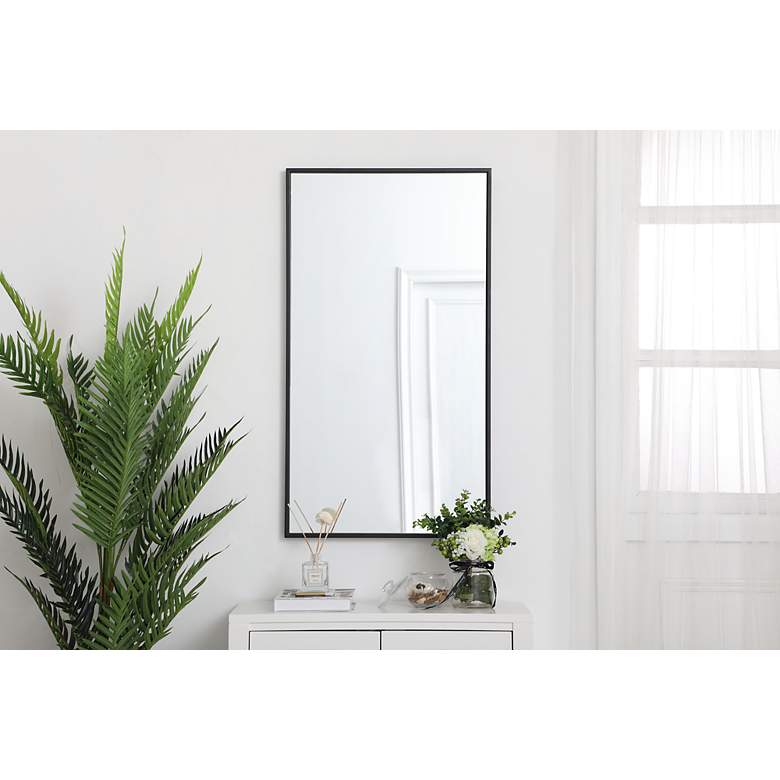 Image 3 20-in W x 36-in H Metal Frame Rectangle Wall Mirror in Black more views