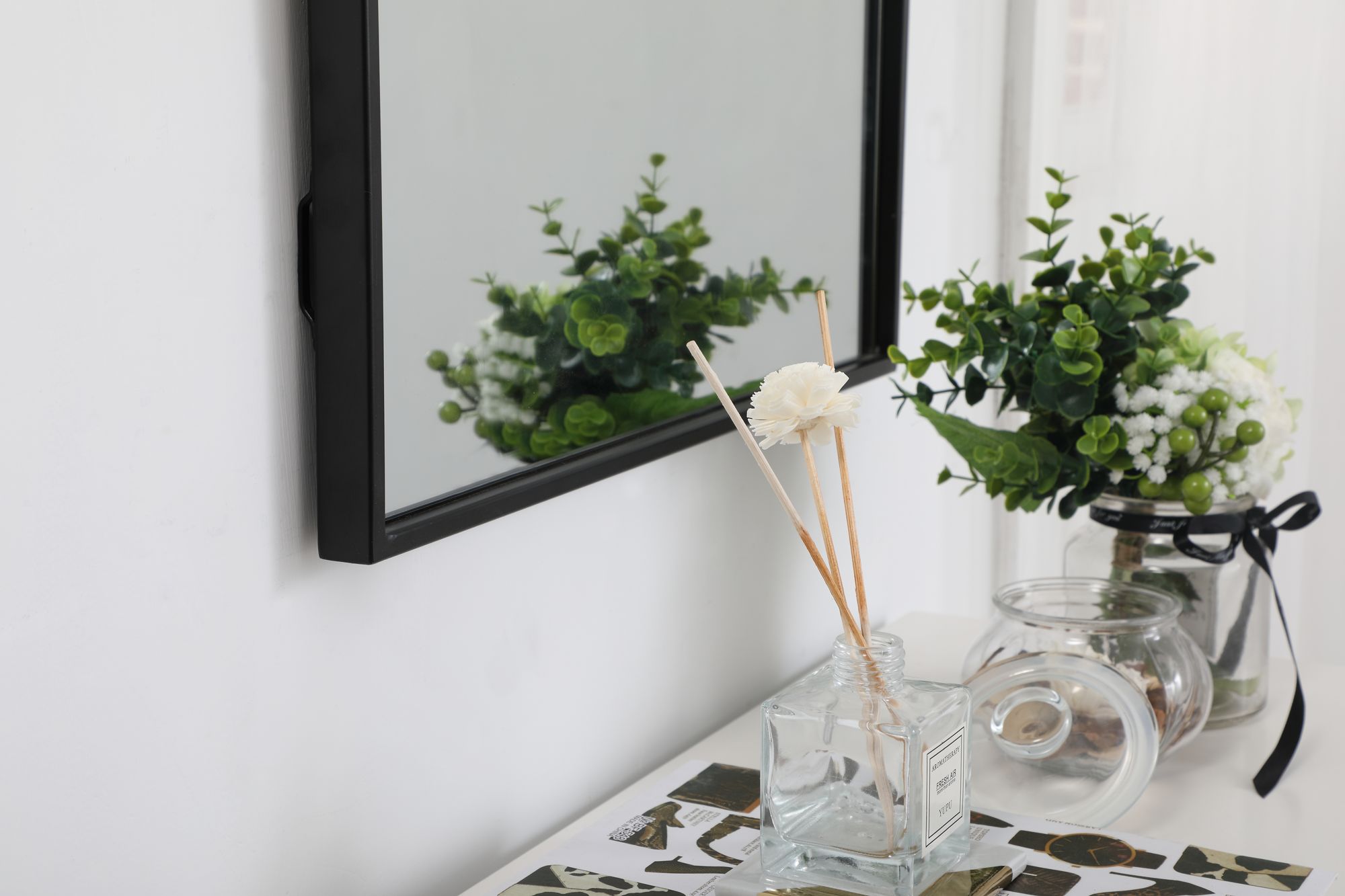 20-in W x 36-in H Metal Frame Rectangle Wall Mirror in Black