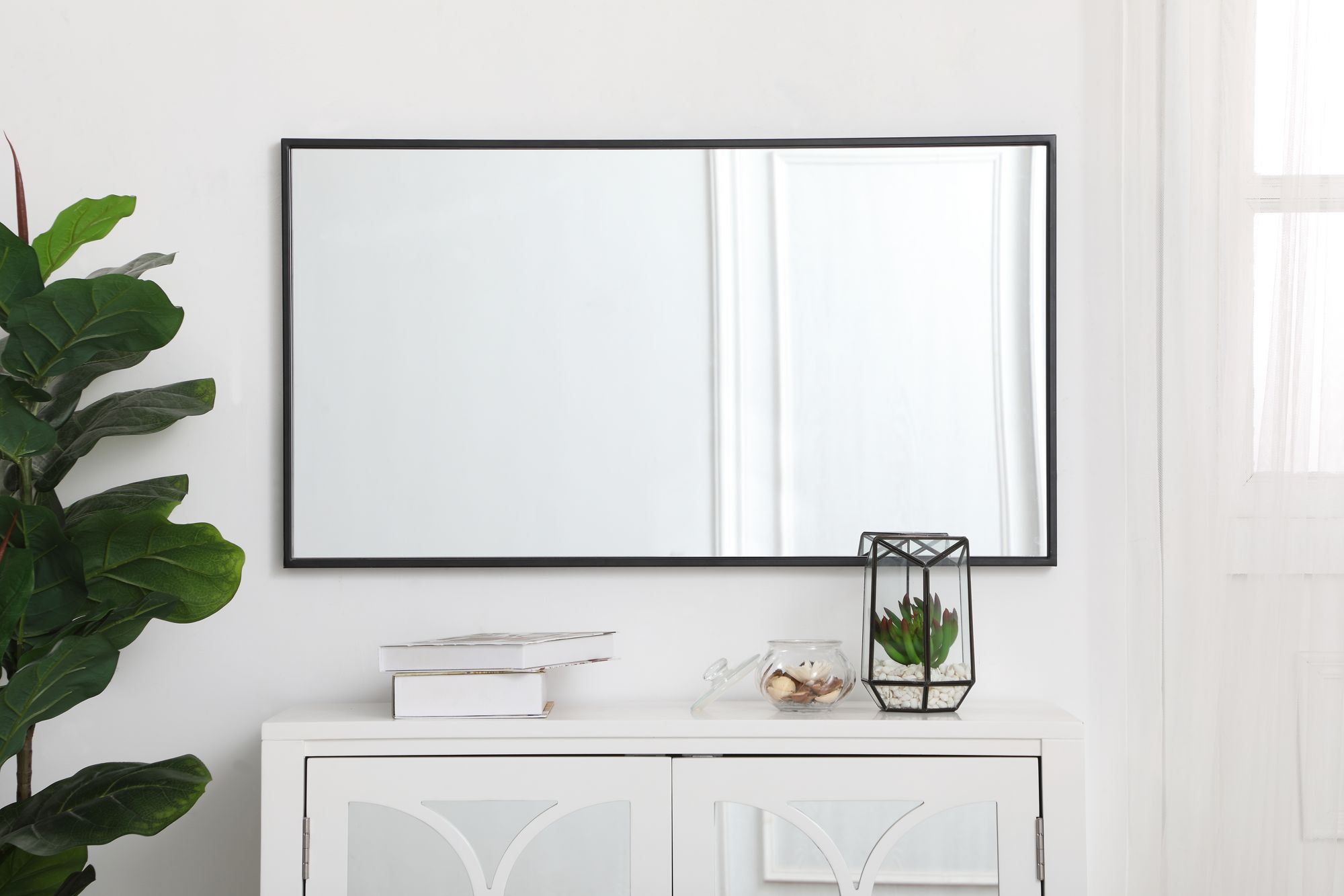 20-in W x 36-in H Metal Frame Rectangle Wall Mirror in Black
