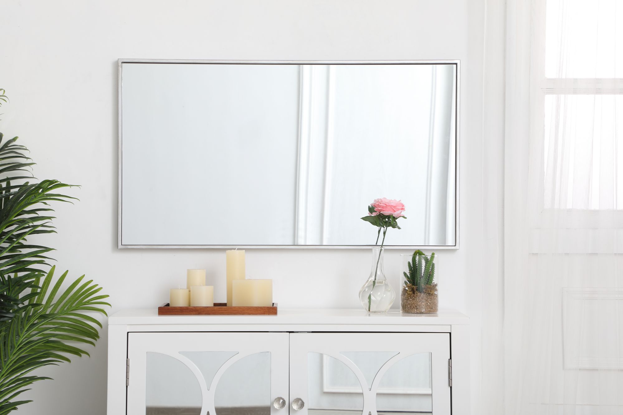 20-in W x 36-in H Metal Frame Rectangle Wall Mirror in Silver in scene