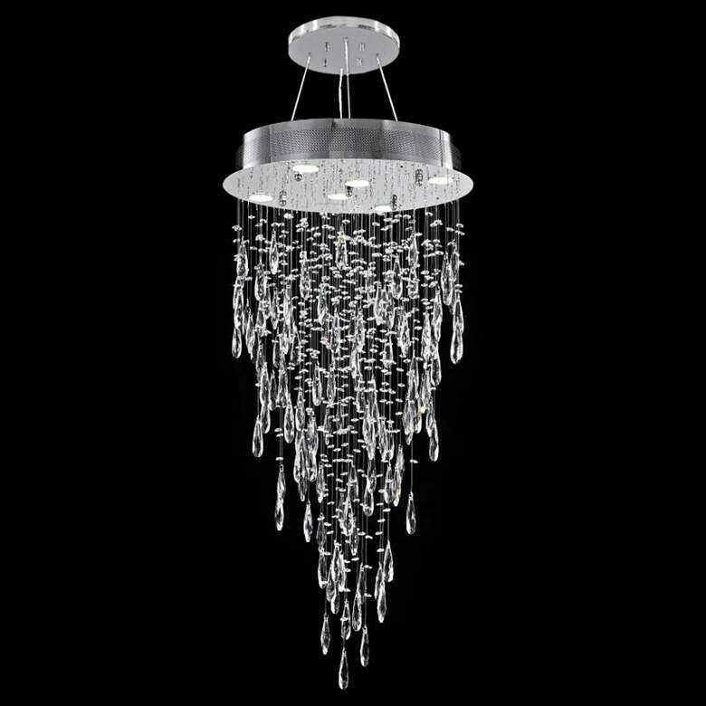 Image 1 20" Diameter x 50" High Crystal Rain Chandelier